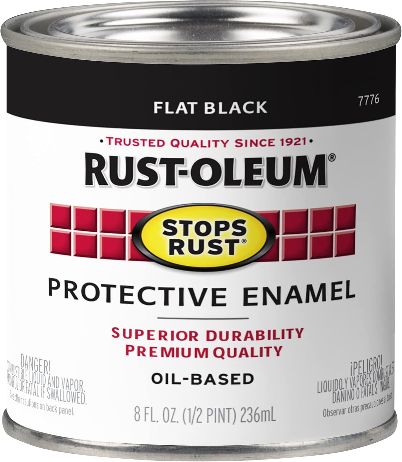 7776730 Stops Rust Brush on Paint, Half Pint, Flat Black