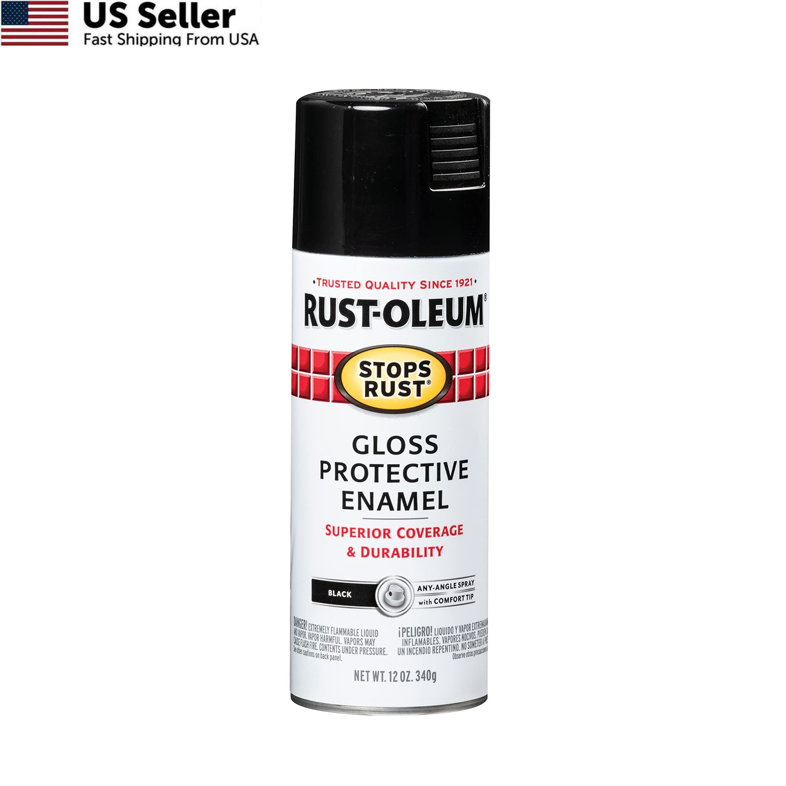 Rust-Oleum 7779830 Stops Rust Spray Paint, 12 Ounce (Pack of 1), Gloss Black