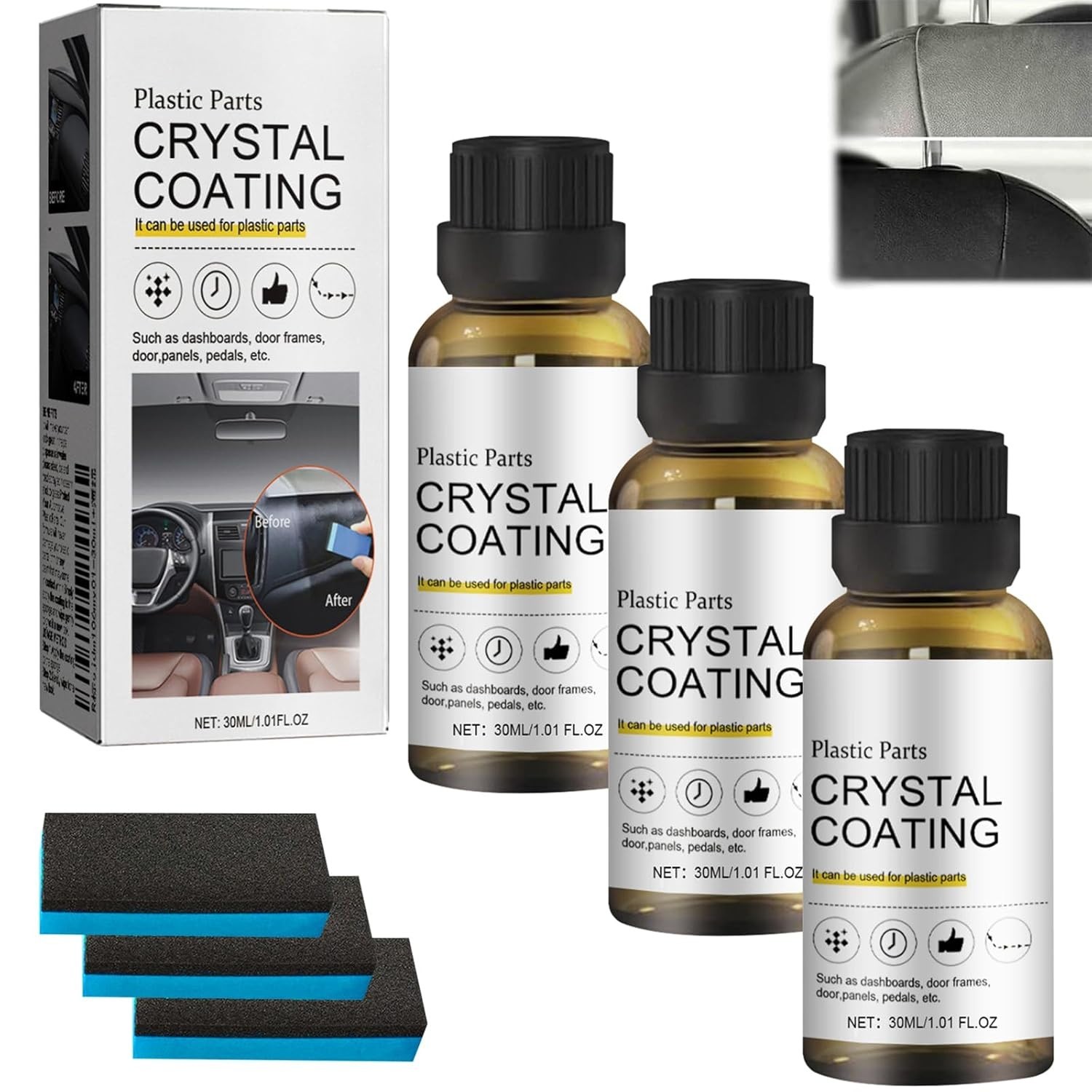 Crystal Coating for Car Plastic Parts,Plastic Restorer Refurbish Agent with Spon