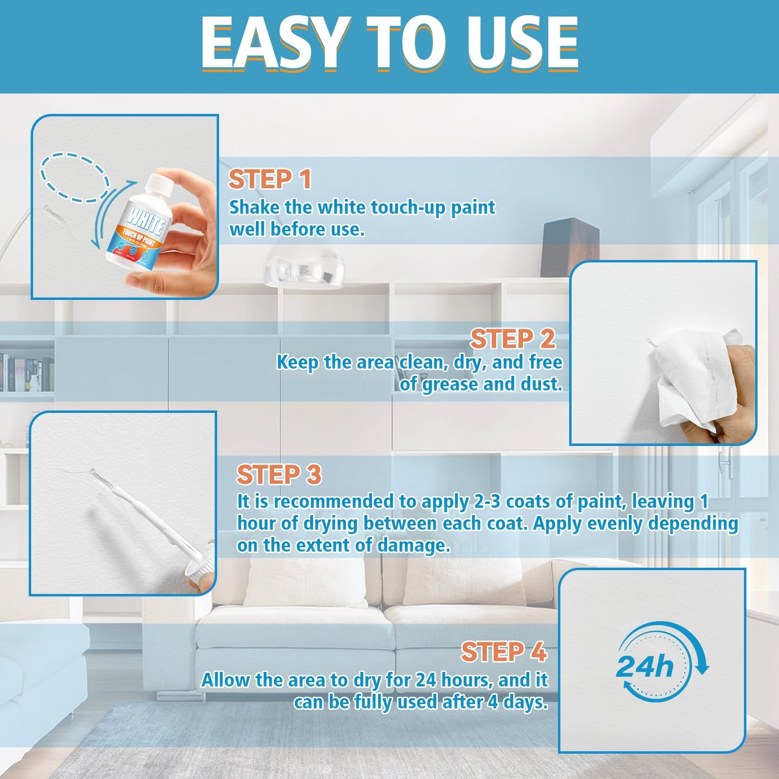 White Touch Up Paint Pen, Multi Surface White Paint for Wall, Door, Cabinets,…