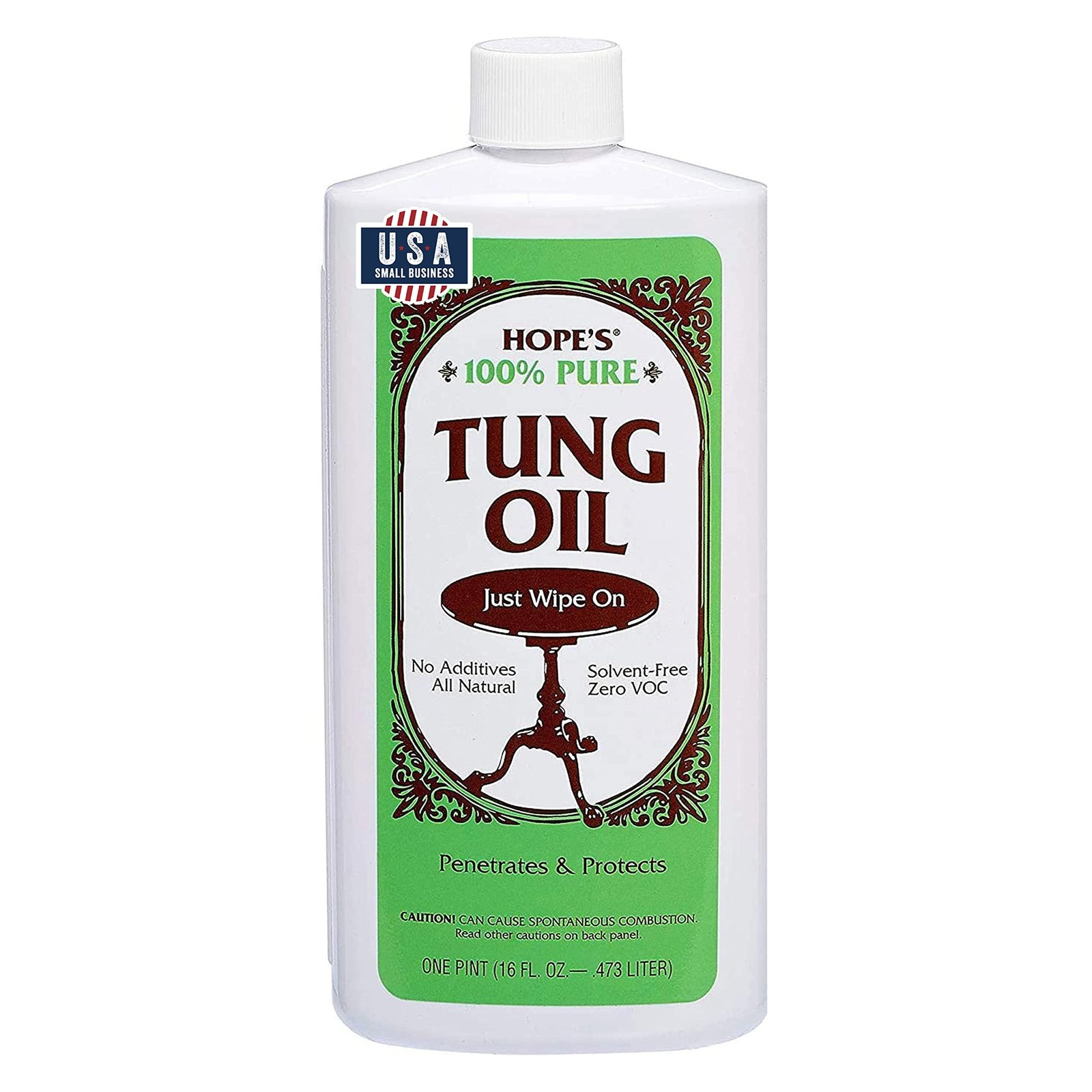 HOPE’S 100% Pure Tung Oil, Food Safe, Premium One, 16 Fl Oz, 16 Oz