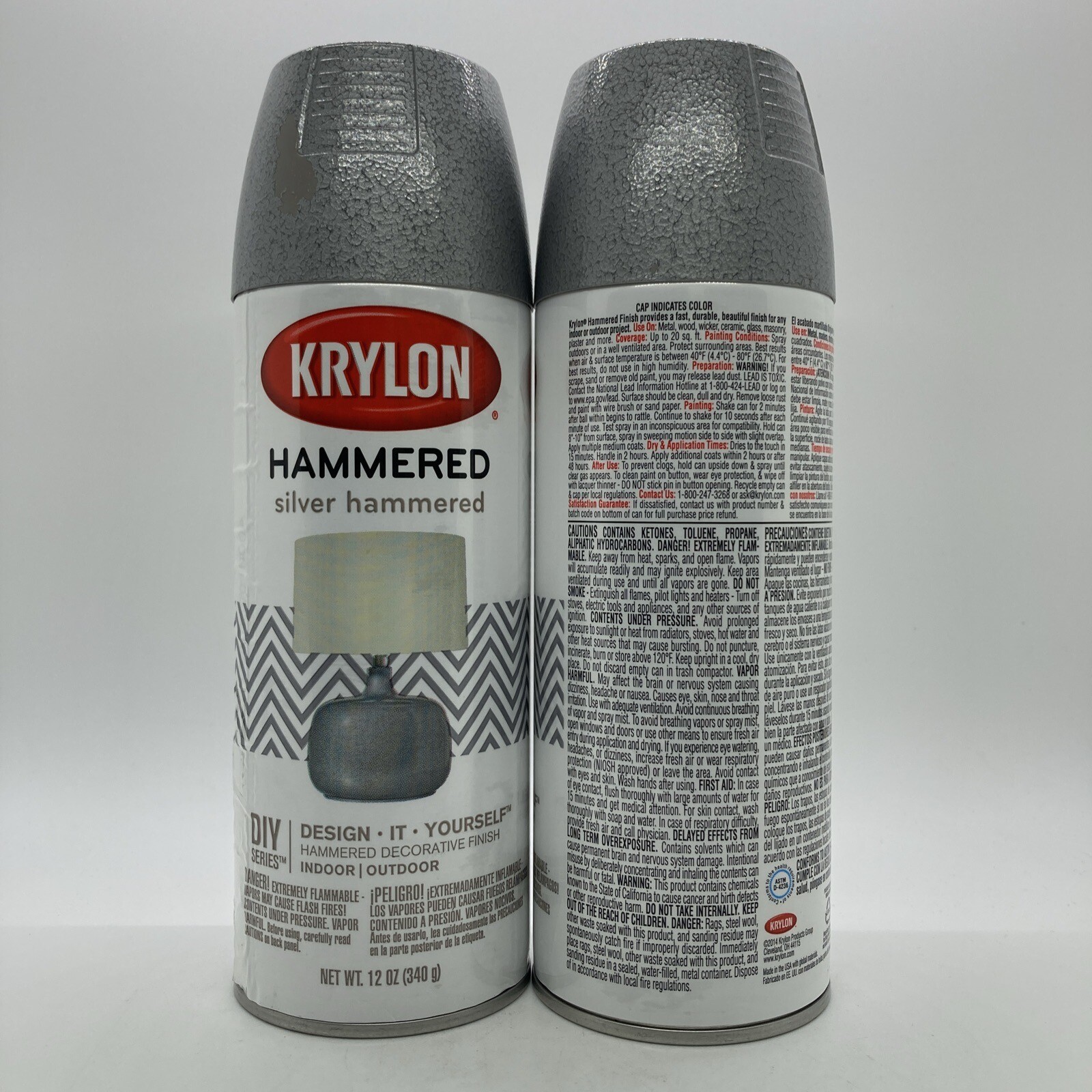 2 Pack – Krylon Silver Hammered Finish Spray Paint 3901, 12 oz each