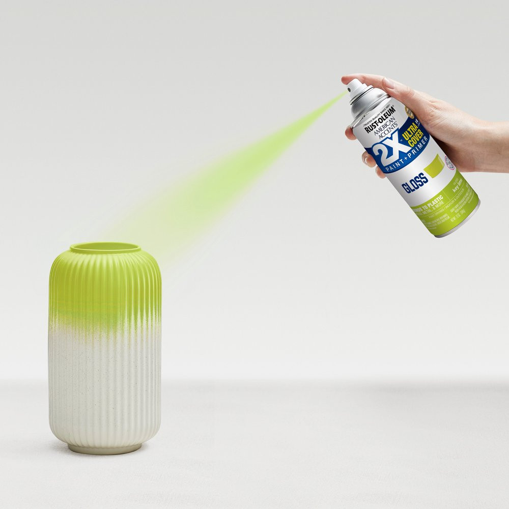 Multi-Surfaces 2X Ultra Cover Gloss Key Lime Spray Paint & Primer Smooth Look