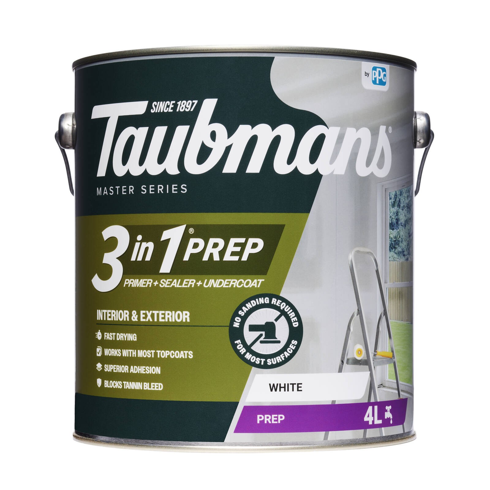 Taubmans 4L White 3 In 1 Interior and Exterior Primer Undercoat and Sealer Paint