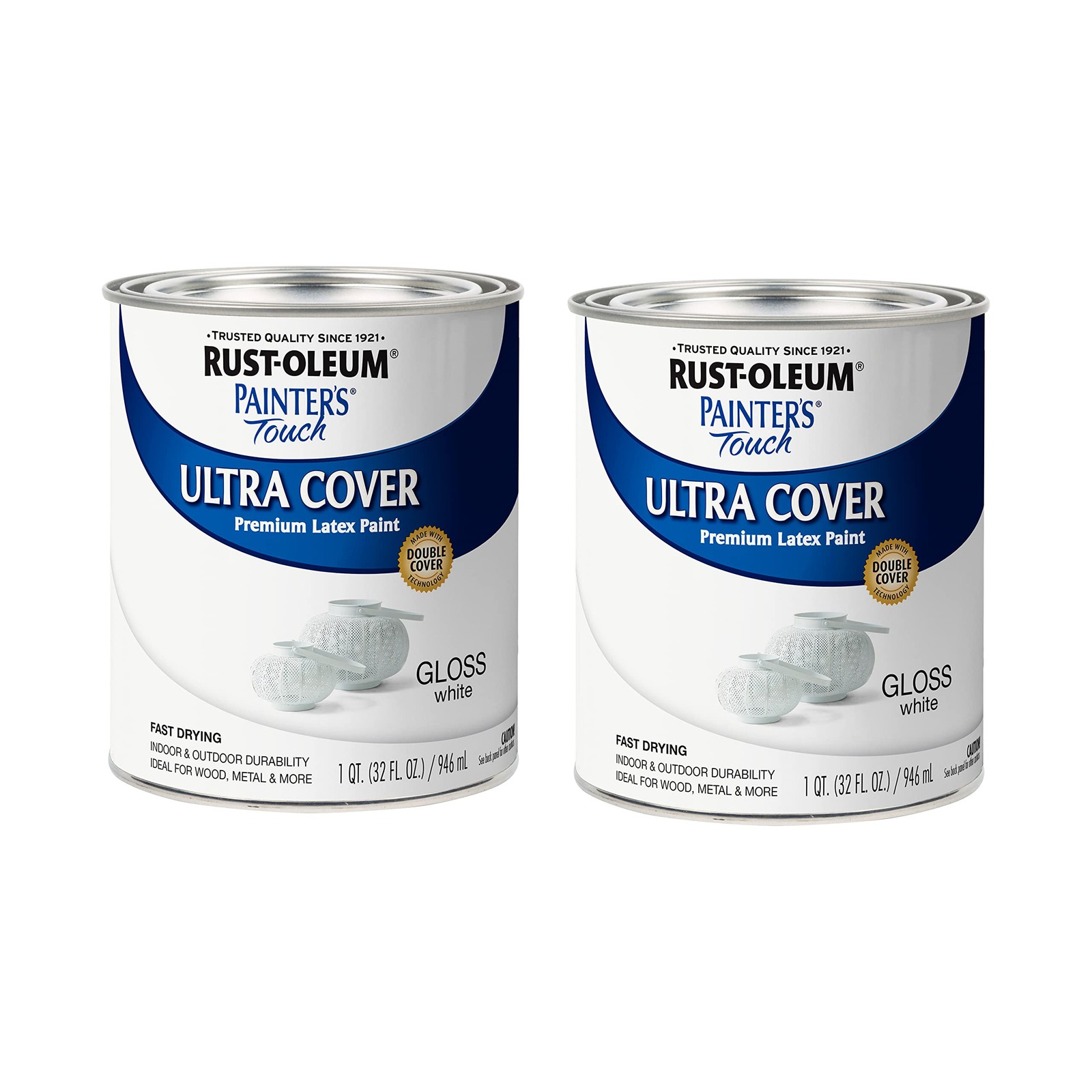Rust Oleum Painter’s Touch Multi Purpose Gloss White Paint 1 Quart Pack Of 2