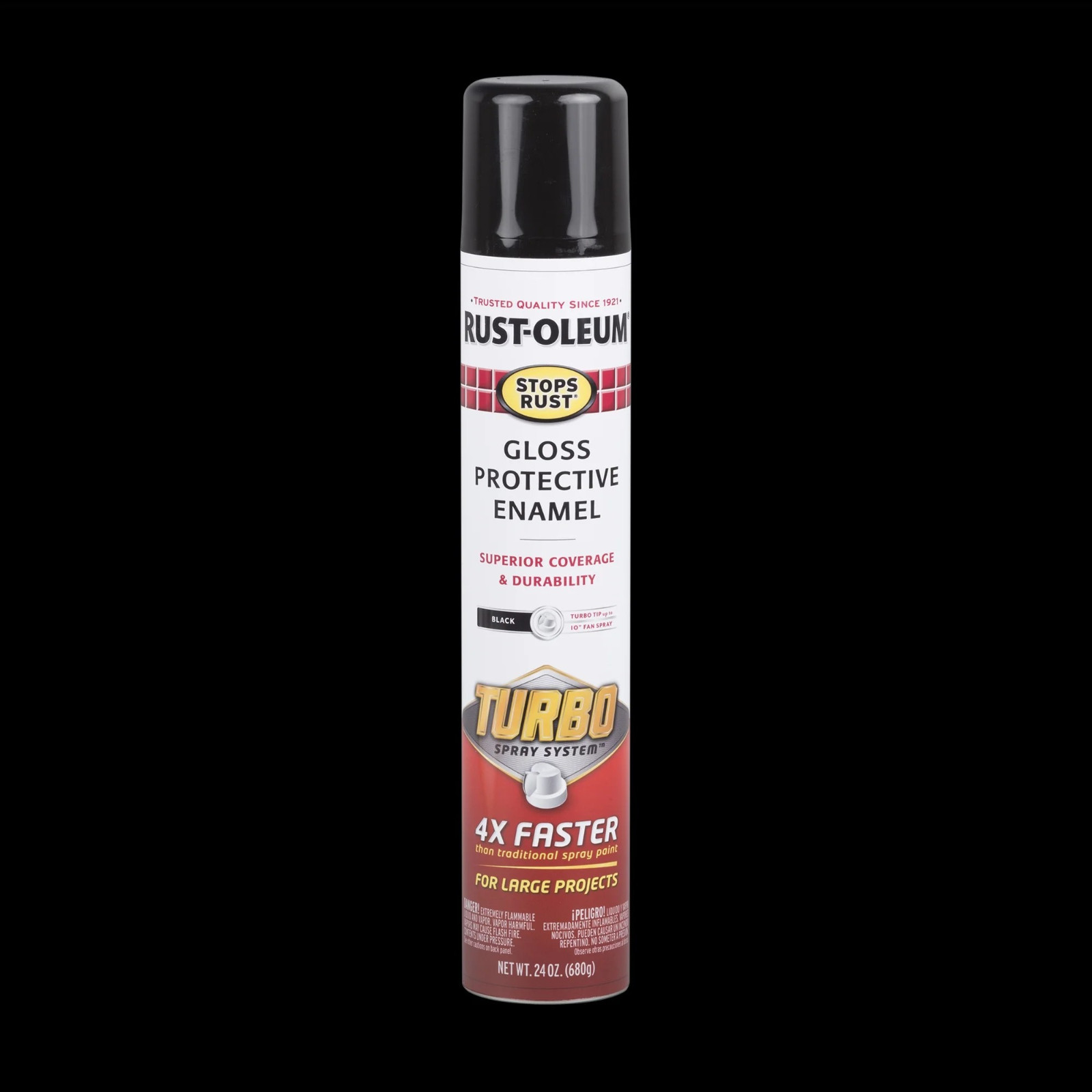 Rust-Oleum 334128 Stops Rust Turbo Spray System Spray Paint, 24 oz, Gloss Black