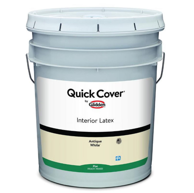 Glidden Quick Cover Interior Latex Paint Flat, Antique White, 5 Gallon
