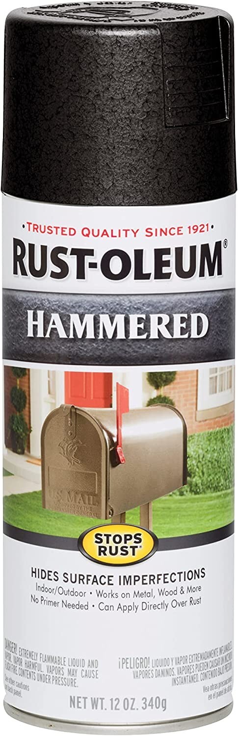 Rust-Oleum 7215830 Stops Rust Hammered Spray Paint, 12 Oz, Black, Pack of 6