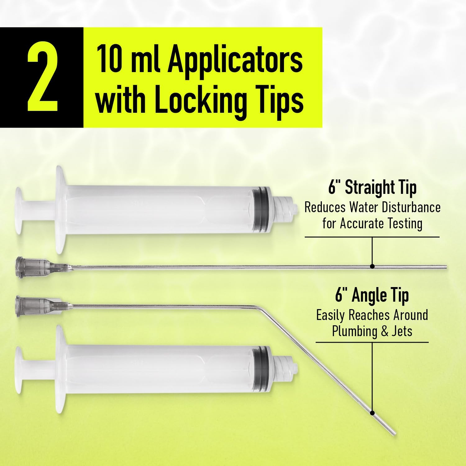 Pool Leak Detection Dye Kit – with 2 Precision Applicators Fluorescent Yellow