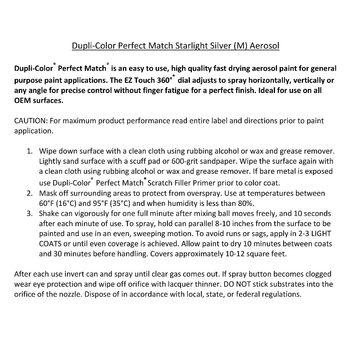Dupli-Color Ebha09747 Starlight Silver Metallic Honda Perfect Match Automotiv…