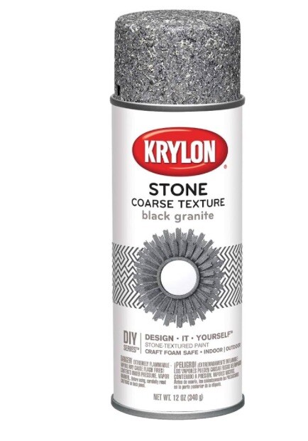 Krylon K18201 Coarse Stone Texture Finish Spray Paint, Black Granite, 12 Ounce