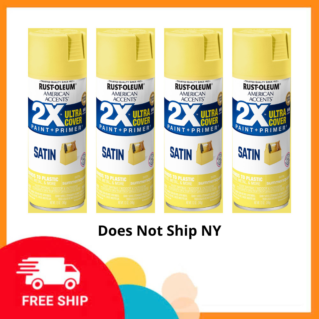 (4 Pack) Rust-Oleum 2X Ultra Cover Satin Spray Paint Summer Squash, 12oz, 327947