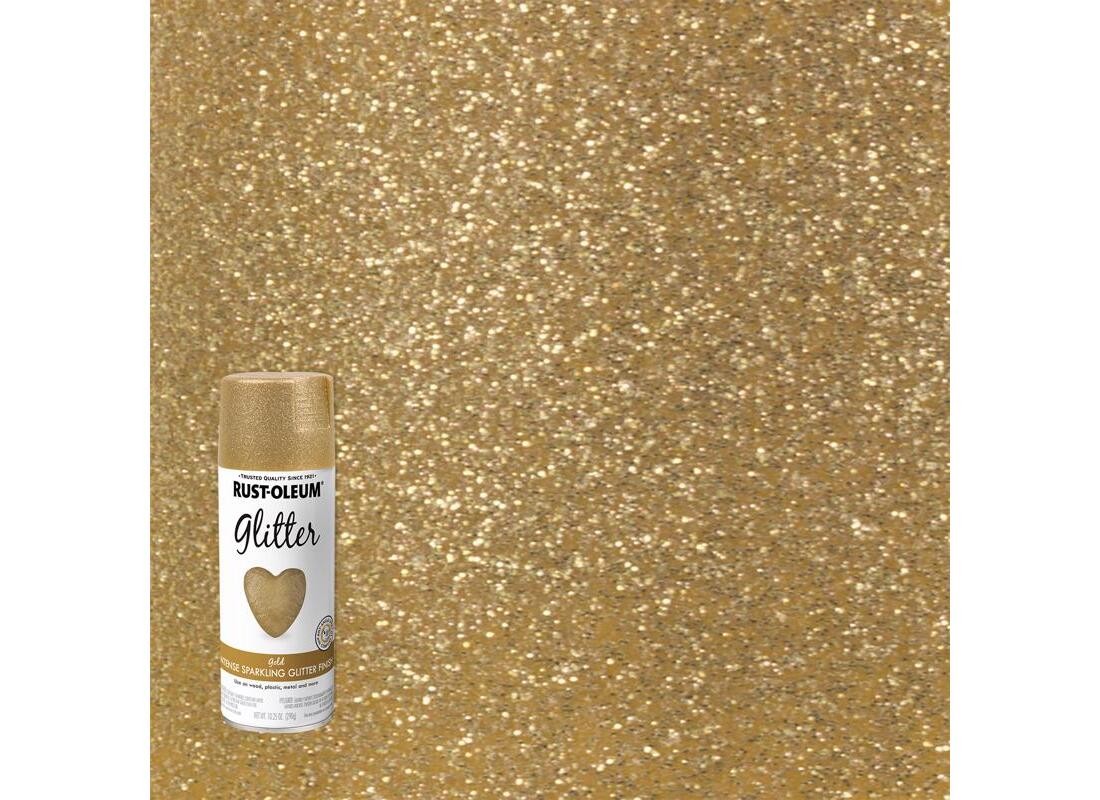 Rust-Oleum 301495 Glitter Spray Paint, Shimmer, Gold, 10.25 oz, Aerosol Can