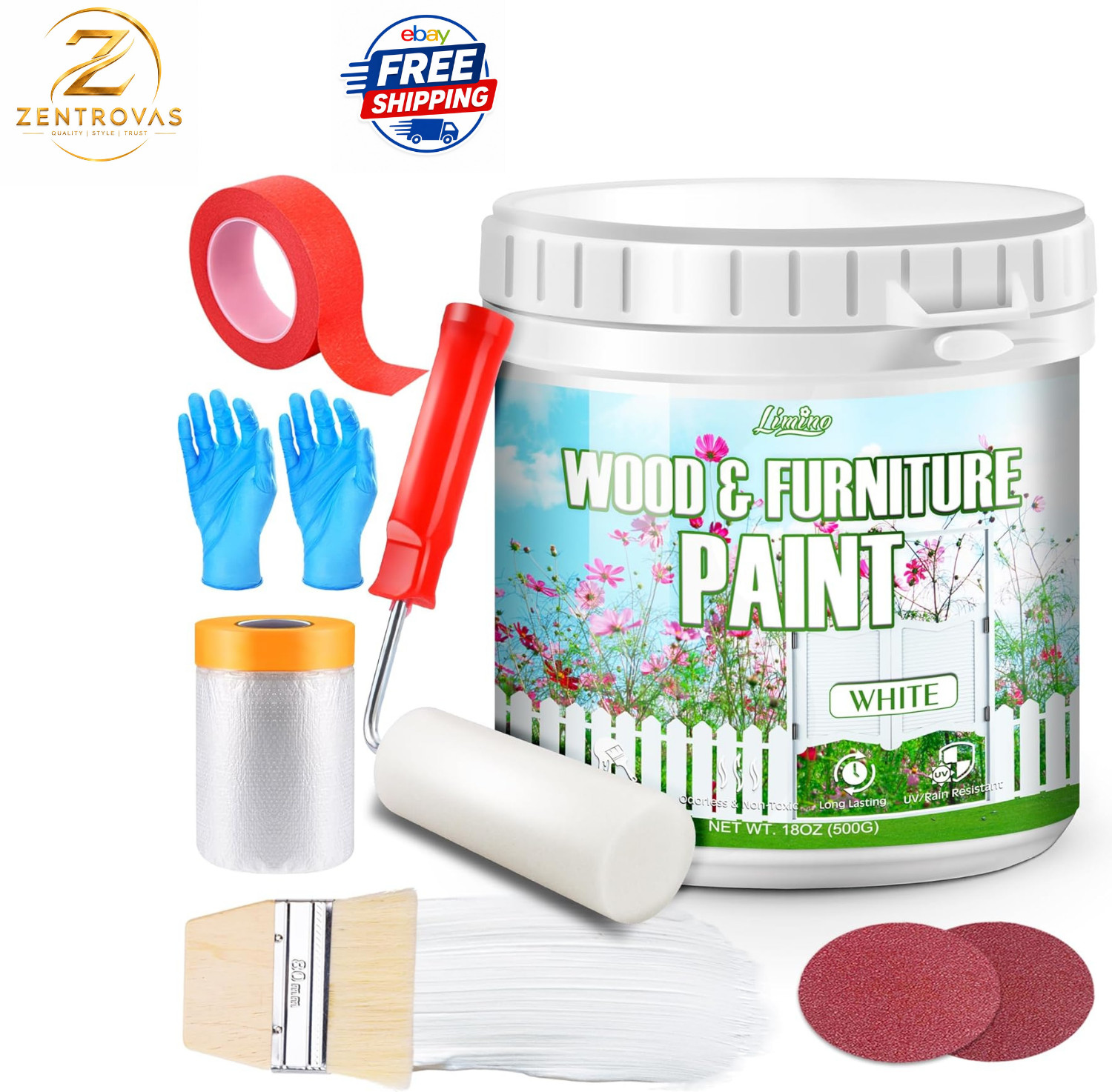 Premium Water-Based White Wood Furniture Paint – 18oz, Matte Finish