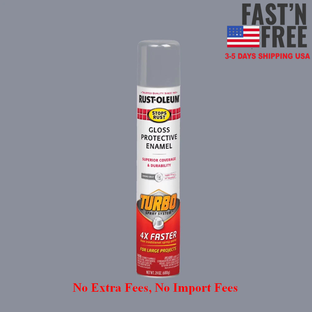 Rust-Oleum Stops Rust Turbo Spray Paint Gloss Smoke Gray 24 oz Protective 3 Pack
