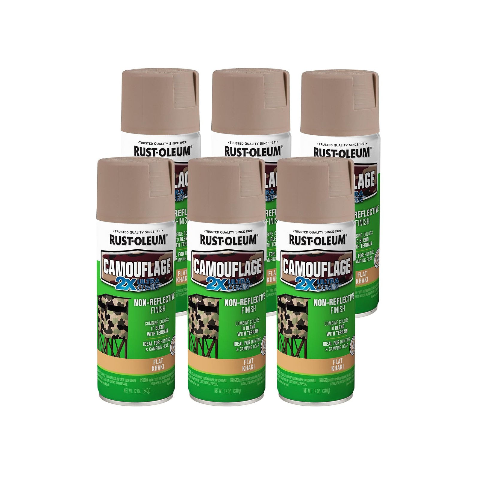 Rust Oleum Specialty Camouflage Paint 12 Ounce Pack Of 6 Ultra Flat Khaki