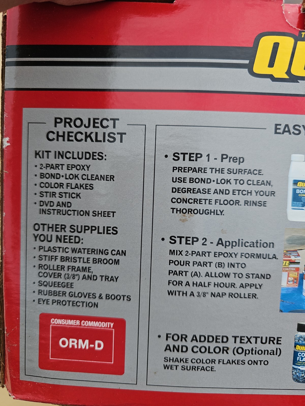 QUIKRETE Epoxy Garage Floor Coating Light Gray Color Flakes 2 Kits RAAD