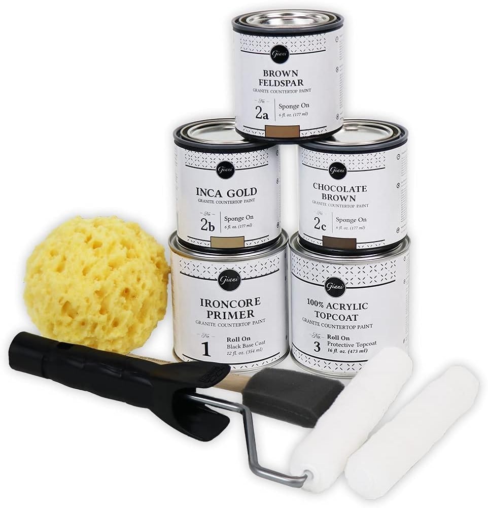 Easy Application Granite Countertop Paint – Chocolate Brown, 46 Oz – Low VOC