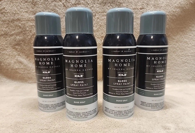 Lot of 4: Magnolia Home by Joanna Gaines Gloss Paint. 12 oz. cans. Duke Gray