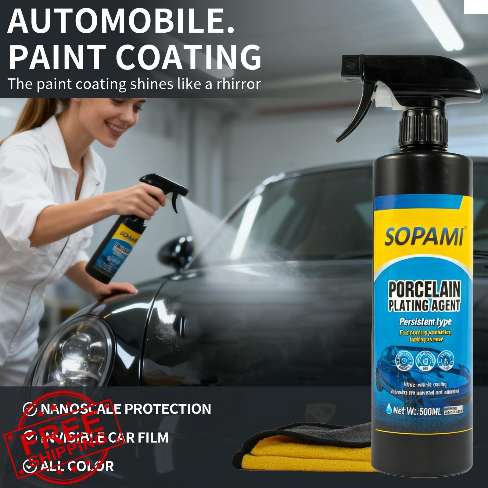 Sopami 3-in-1 Ceramic Car Coating Spray Wax 2 Pack Max Shine