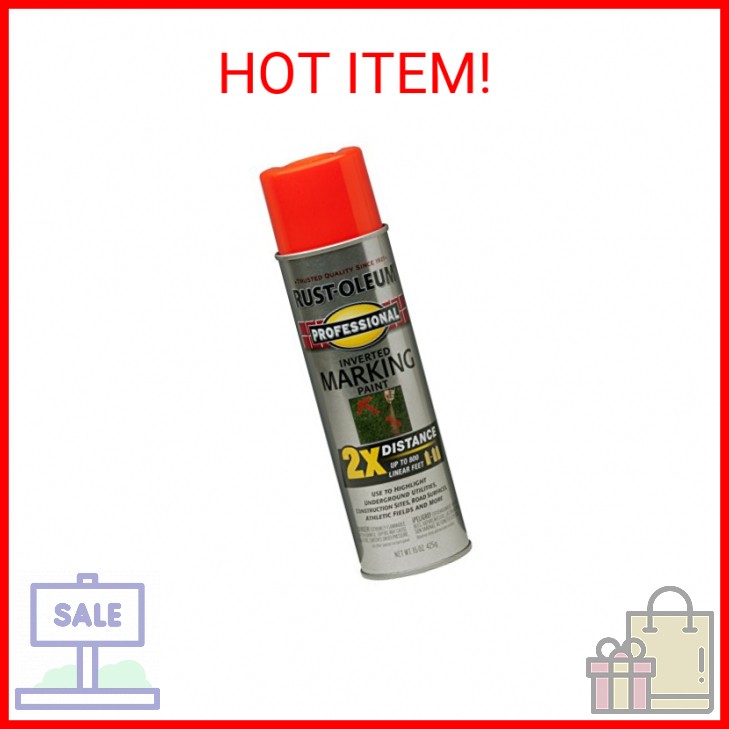 Rust-Oleum 266590 Professional 2X Distance Inverted Marking Spray Paint, 15 oz,