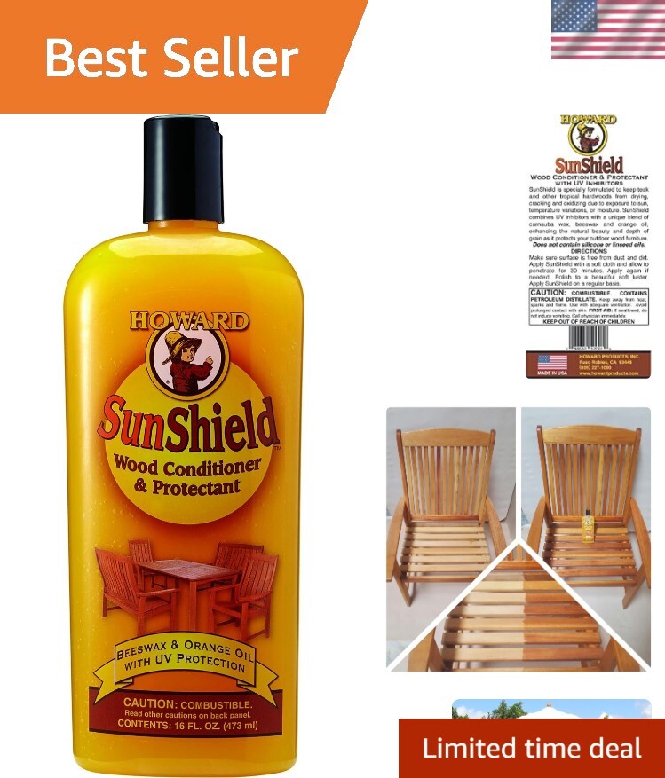 Outdoor Wood Furniture Wax – 16 Fl Oz, Restore Natural Beauty with UV Shield