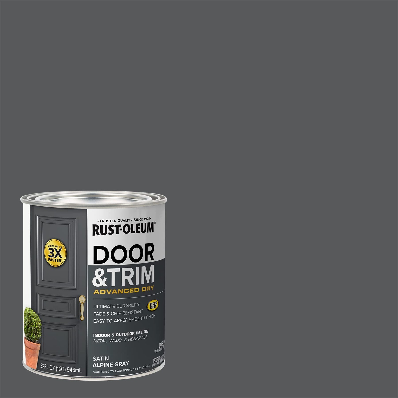 Rust Oleum Satin Alpine Gray Door And Trim Paint 32 Fl Oz Water Based Fast Dr…