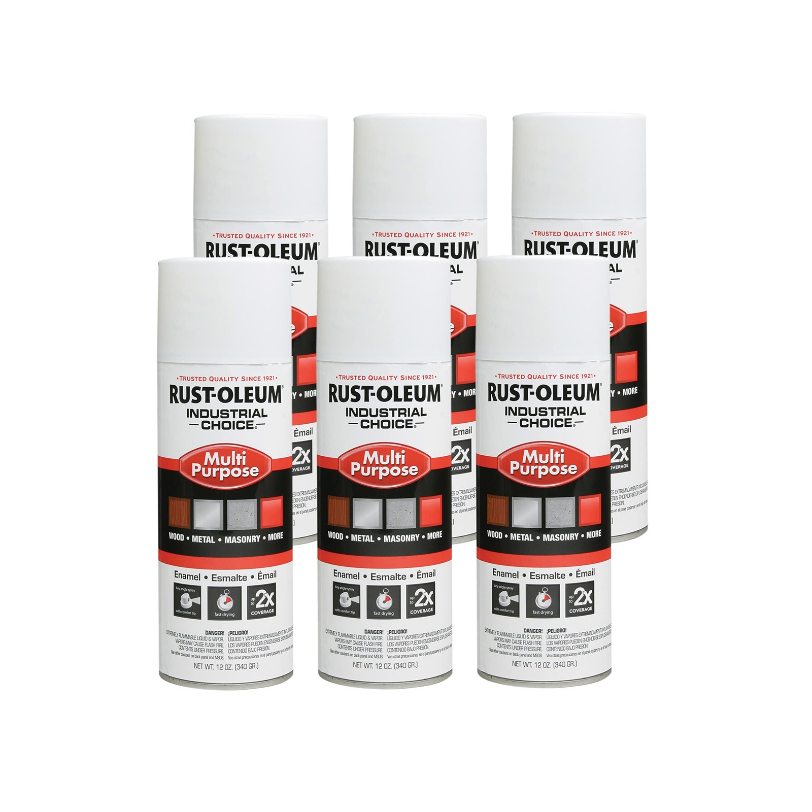 Rust Oleum Industrial Choice Multi Purpose Spray Paint 12 Oz Pack Of 6 White