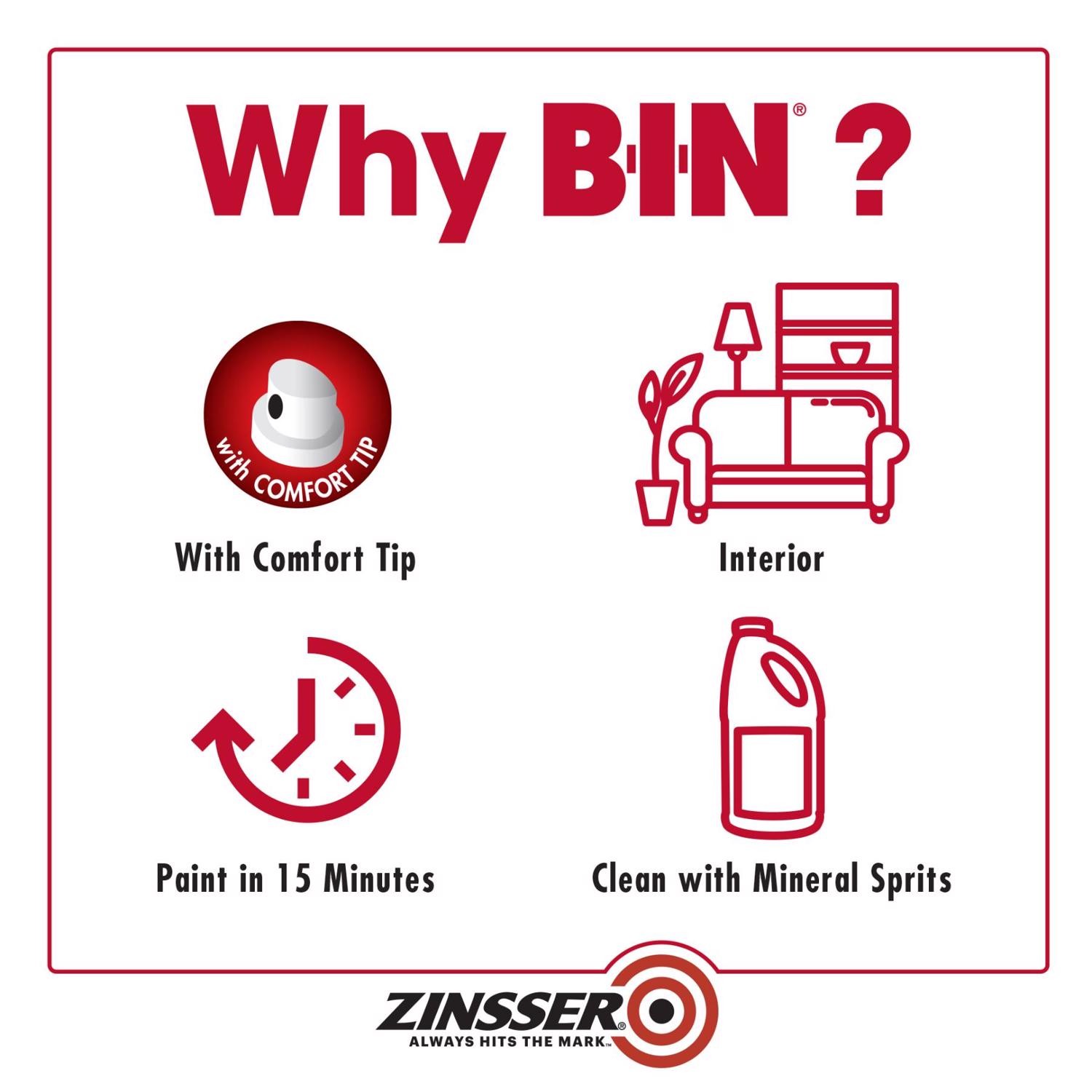 Zinsser B-I-N White Shellac-Based Spray Primer and Sealer 13 oz (Pack of 6)