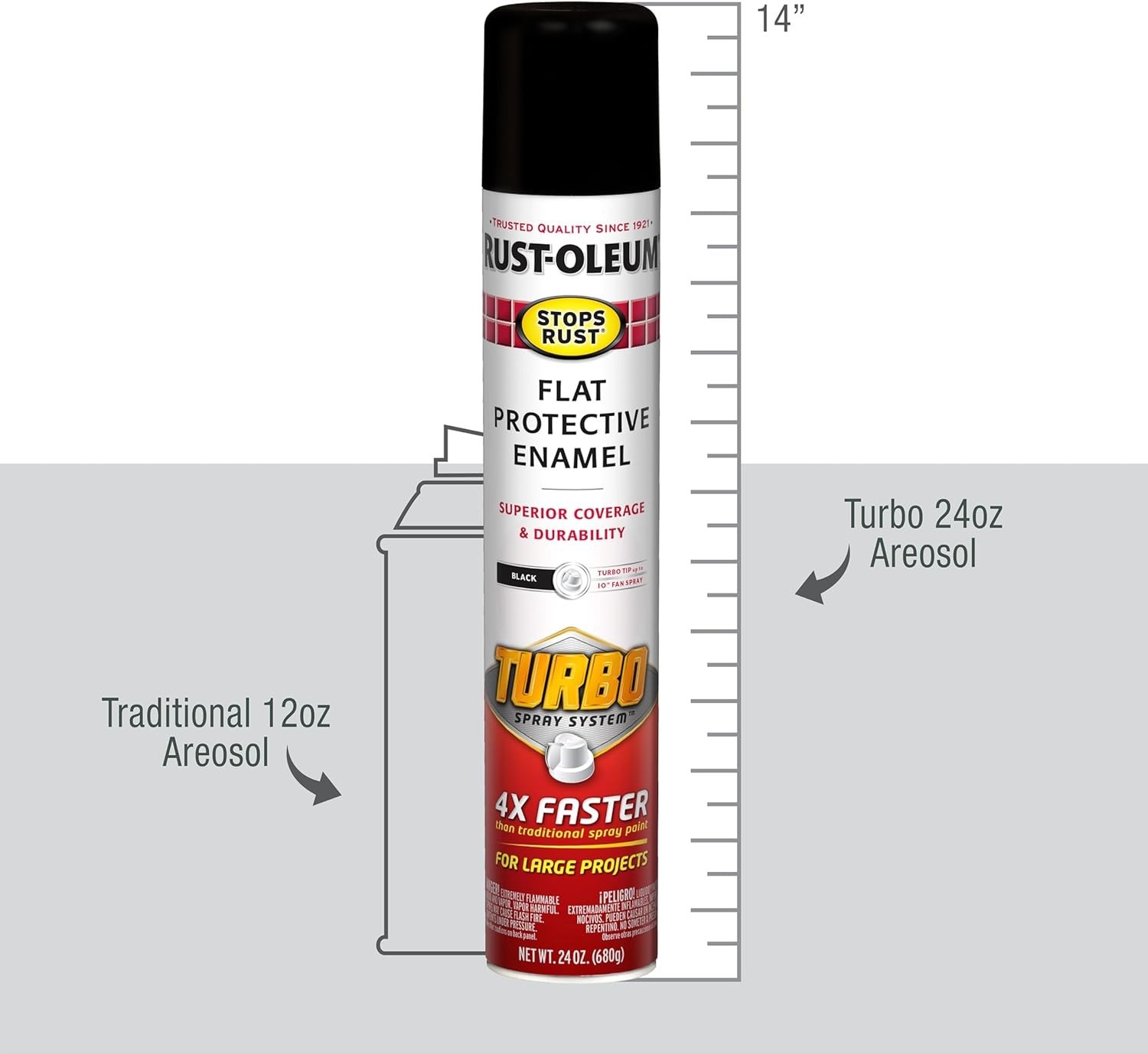 Rust Oleum Stops Rust Turbo Spray Paint Flat Black 24 Ounce For Large Projects