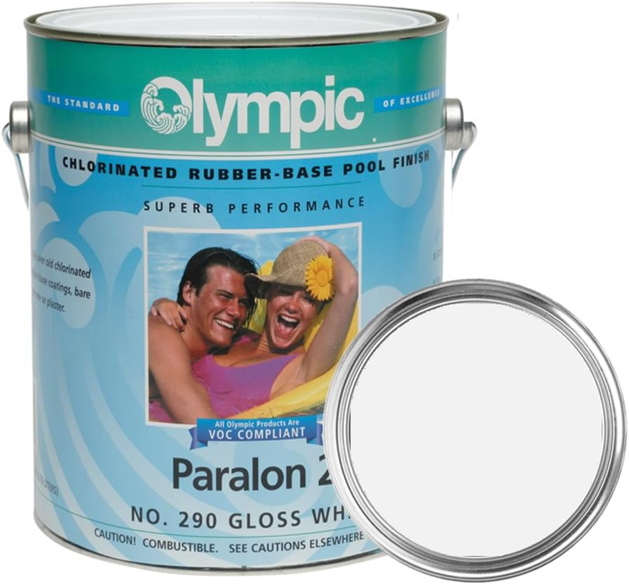 Olympic Paralon 2 White Pool Paint 1 Gallon Chlorinated Rubber High Gloss Enamel