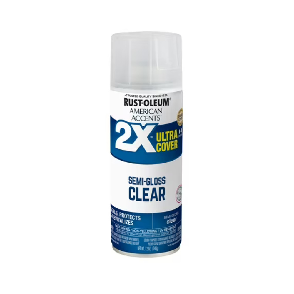 (2 Pack) Rust-Oleum Clear Spray Paint, American Accents 2X Semi-Gloss Clear Coat