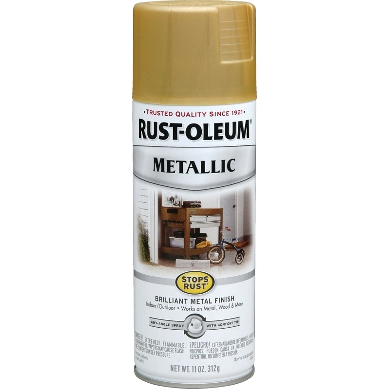 Rust-Oleum 7270830 Rust Preventative Spray Paint, Metallic, Gold Rush, 11 oz, Ca
