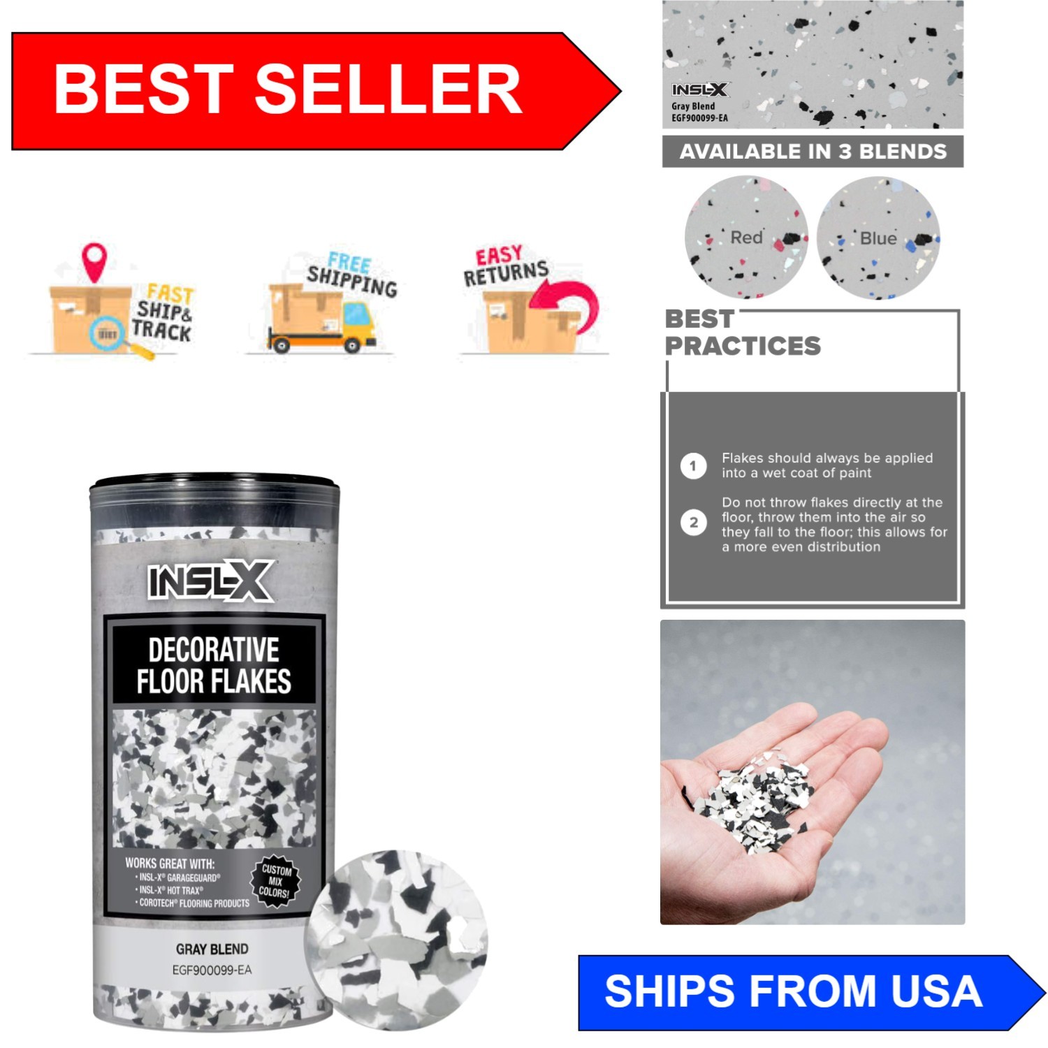 Versatile 12 oz Gray Decorative Floor Flakes – Perfect for Garages & Patios
