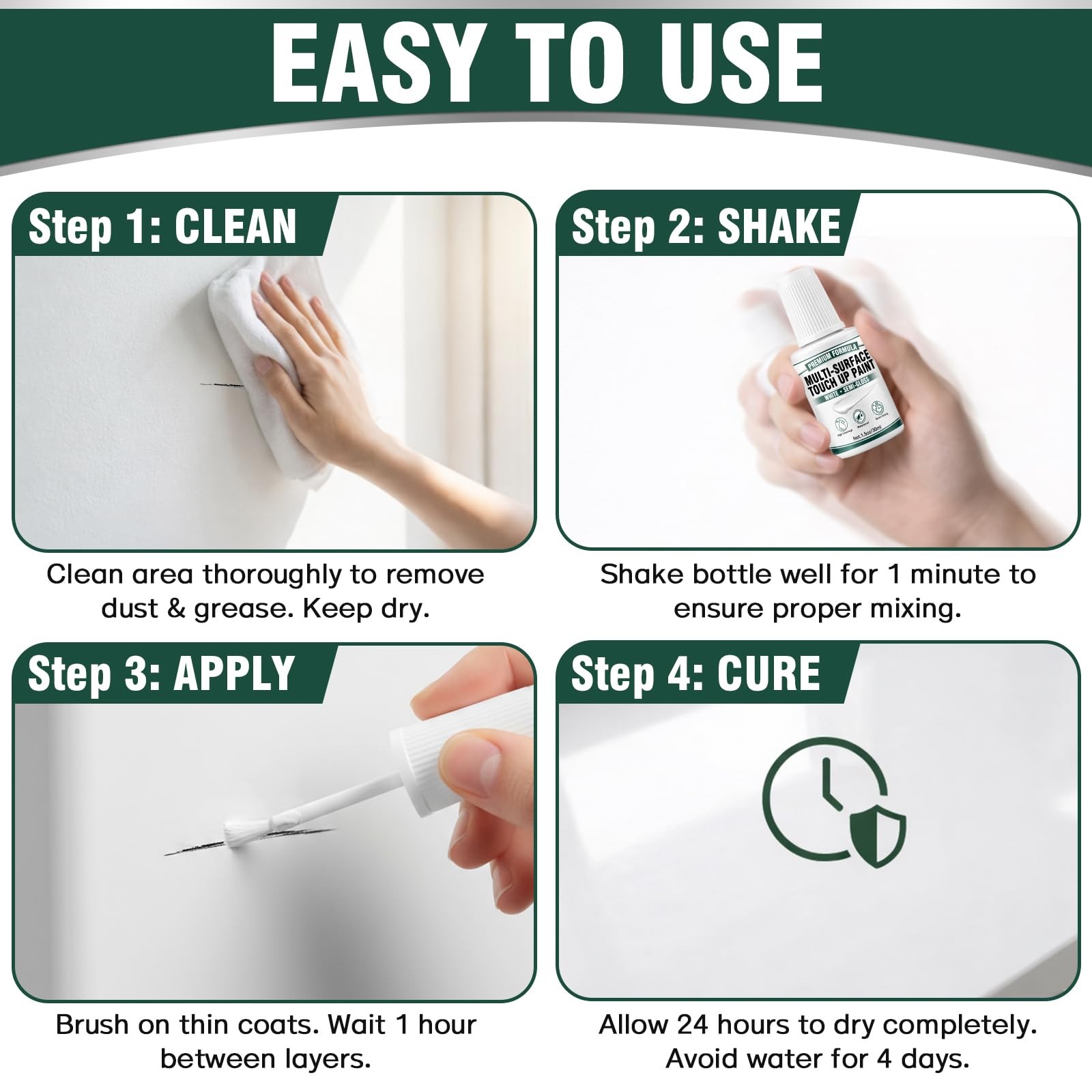 White Touch Up Paint Pen – Multi Surface White Paint for Cabinets, Furniture,…