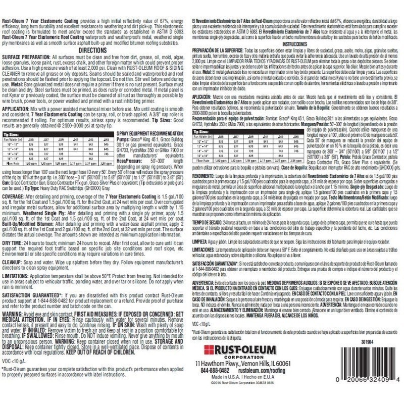 Elastomeric Roof Coating Waterproof Weather Resistant 7 Year Performance New