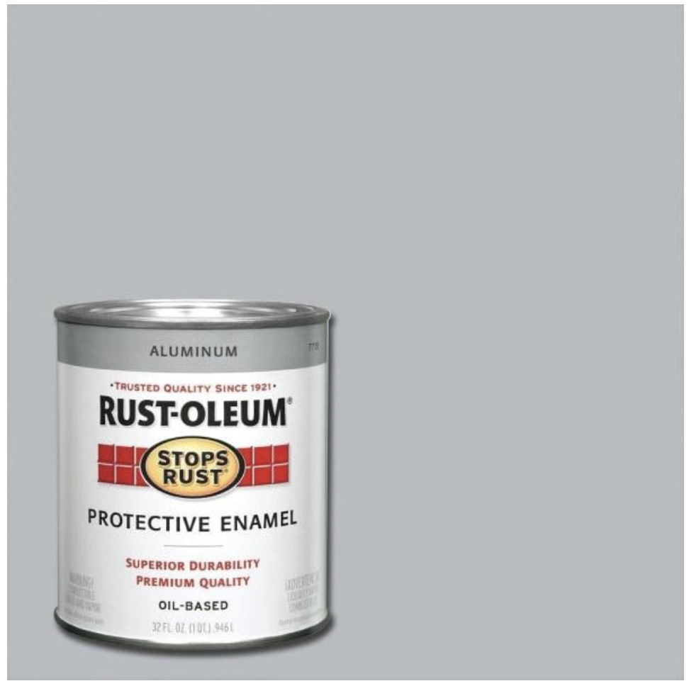 Rust-Oleum Protective Enamel Metallic Oil Base Paint, Aluminum, Quart Size