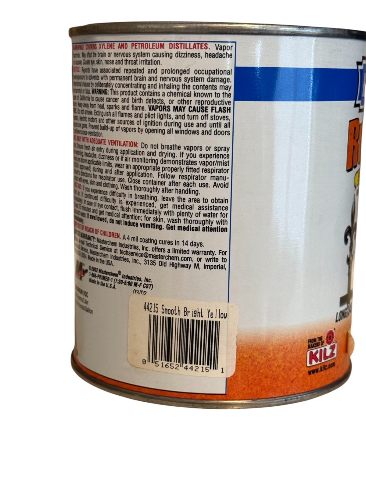 Hammerite Rust Cap Bright Yellow Smooth Finish Paint Metal Kilz 1 Quart, 32oz