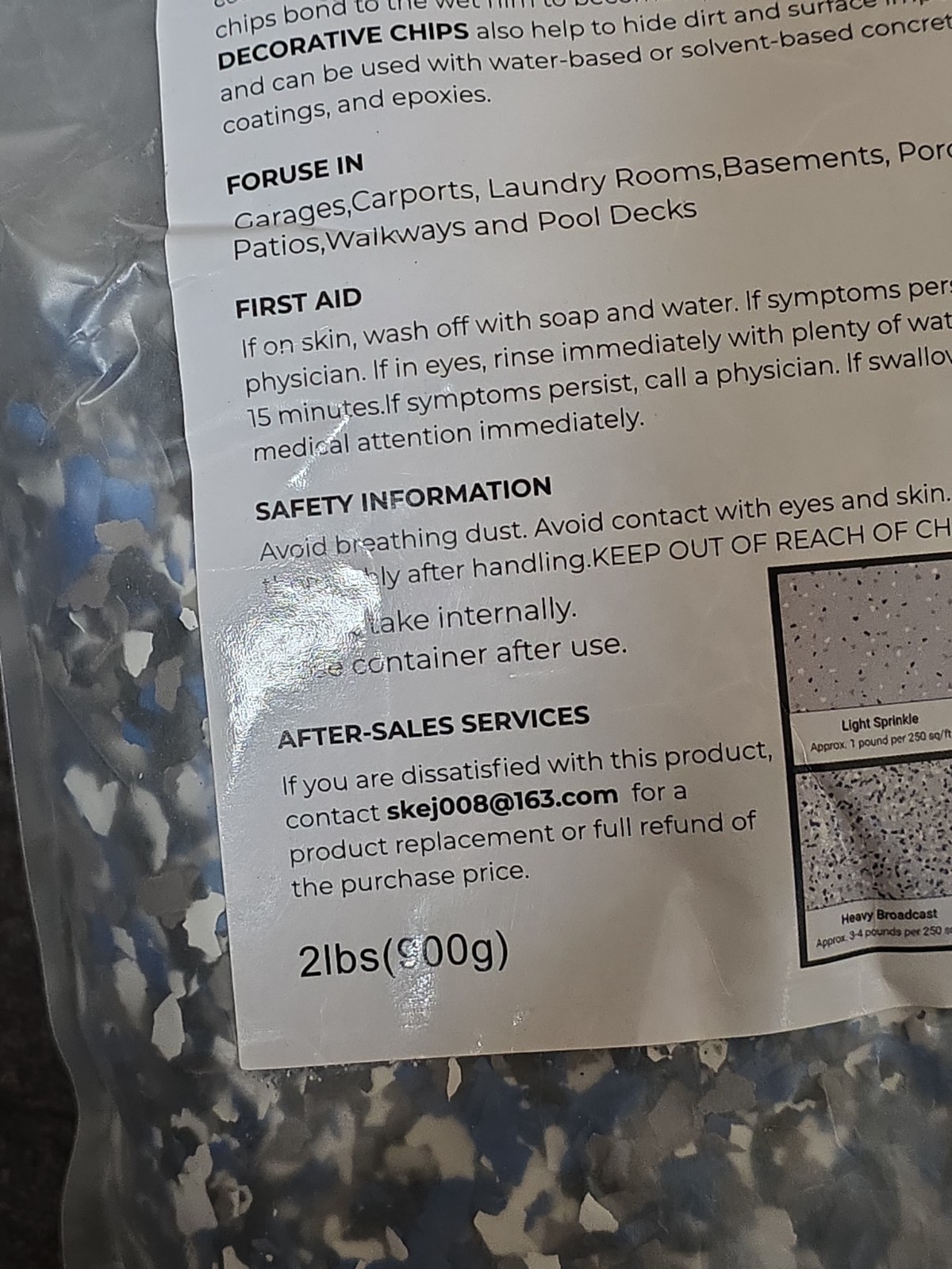 900G/2Lb Blend Decorative Color Chips Epoxy Floor Flakes Garage Paint Flakes Con