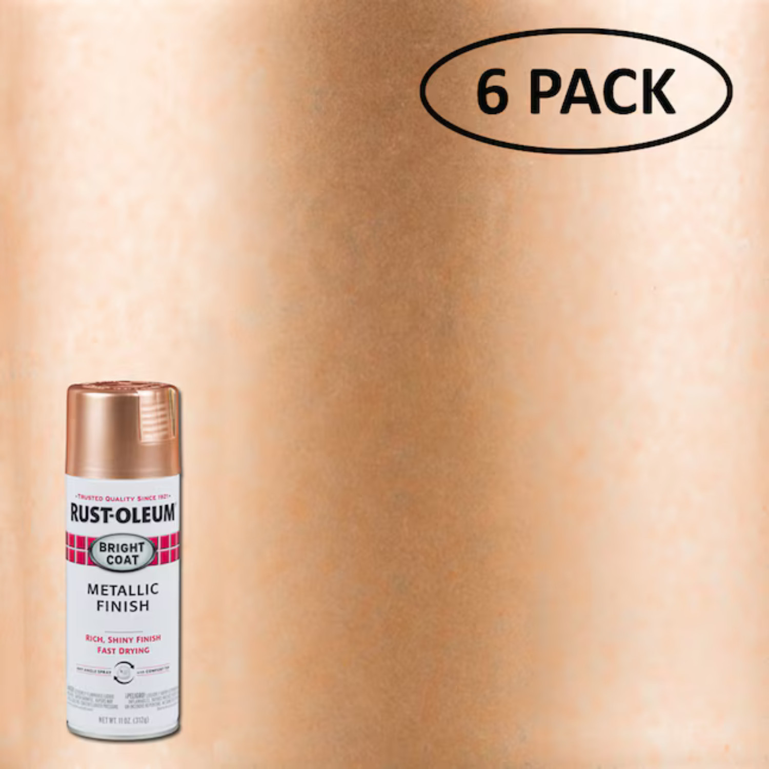 (6 PK) MultiColor, Rust-Oleum Stops Rust Bright Coat Metallic Spray Paint, 11 oz