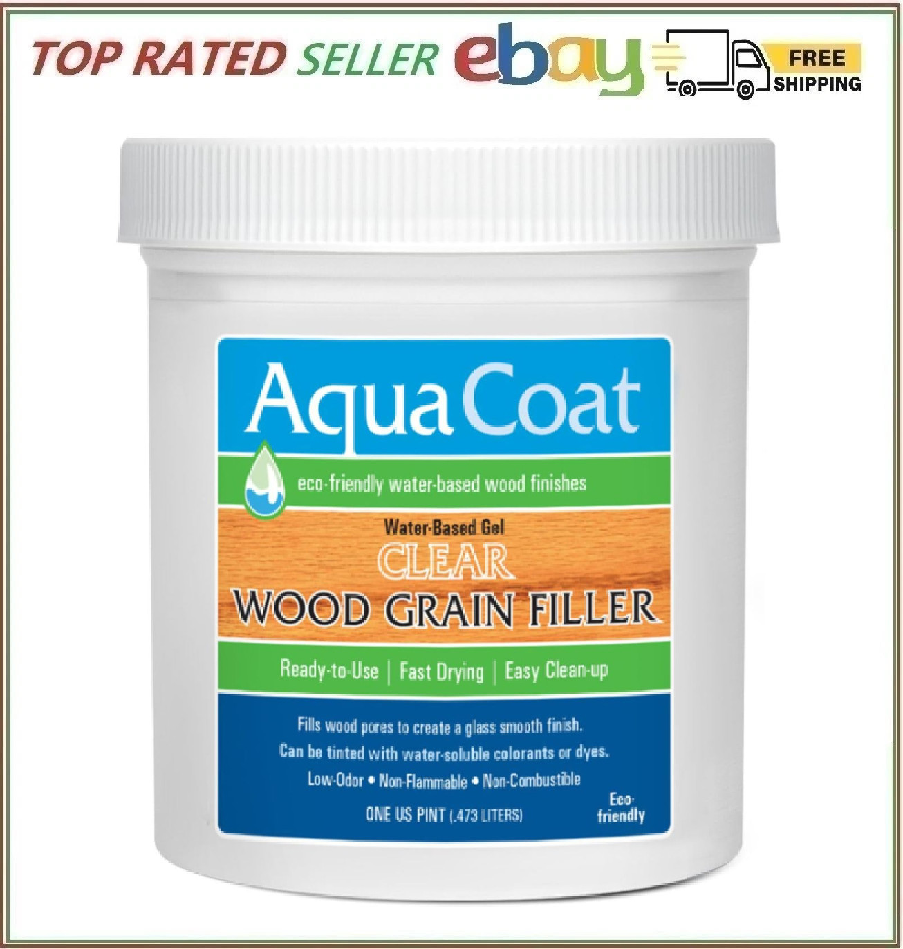 Aqua Coat Best Wood Grain Filler. Clear Gel Water Based Low odor Fast Non