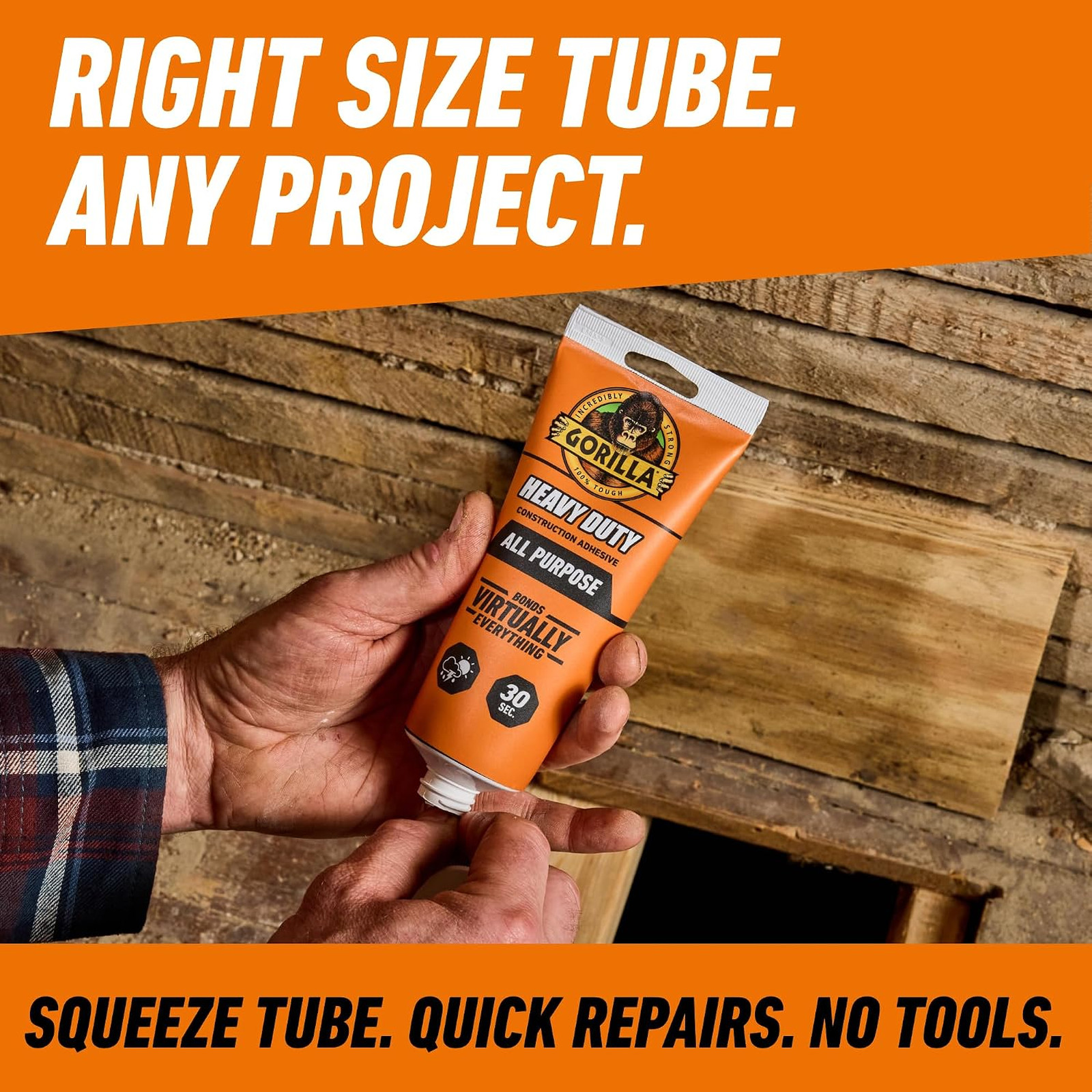 Heavy Duty Construction Adhesive White Glue 7 Ounce Squeeze Tube Waterproof Gap