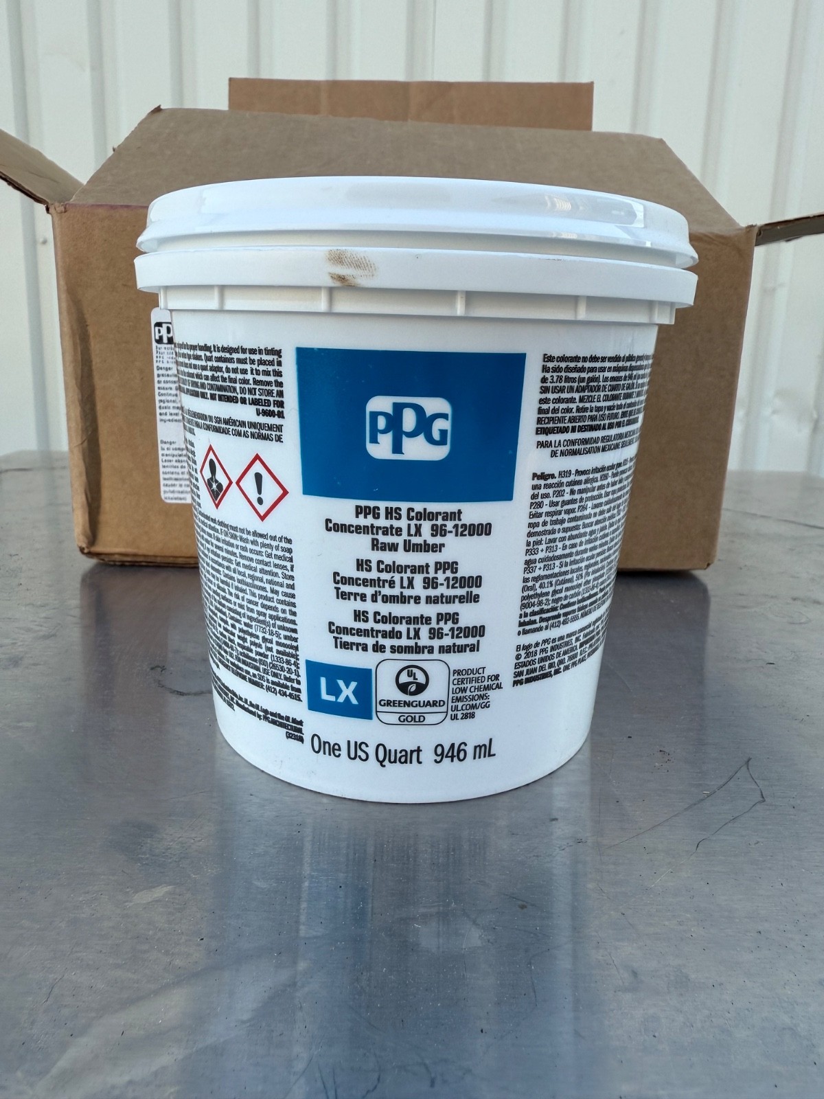 Lot of 4 One Quart PPG 96-12000 PZ Low VOC HS Colorant LX Concentrate Raw Umber
