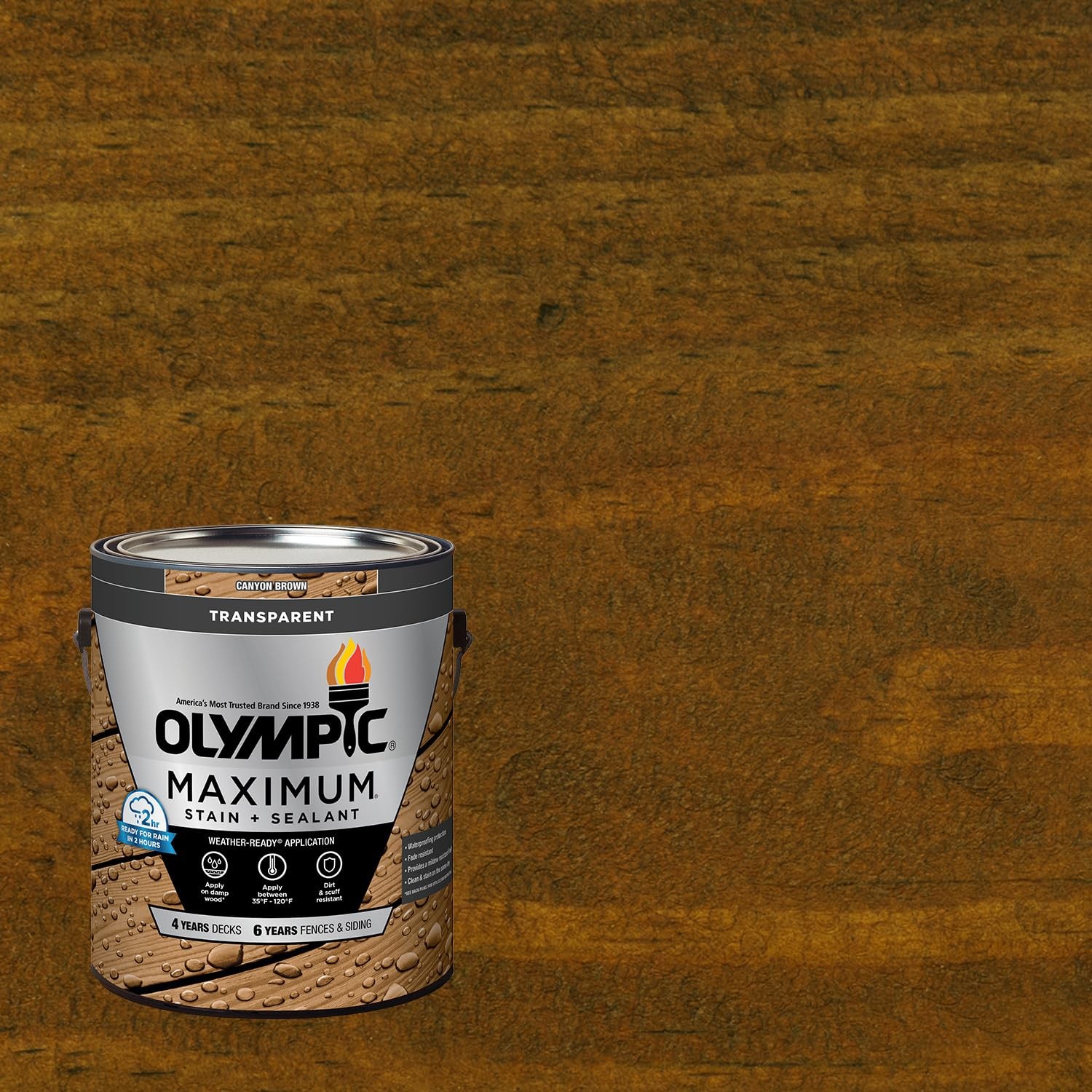 Olympic Maximum 1 Gal. Canyon Brown Transparent Exterior Stain And Sealer In