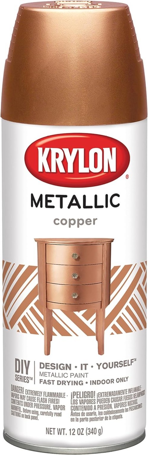 12 oz Fast Drying Brilliant Spray Paint in Metallic Copper for Creative Projects