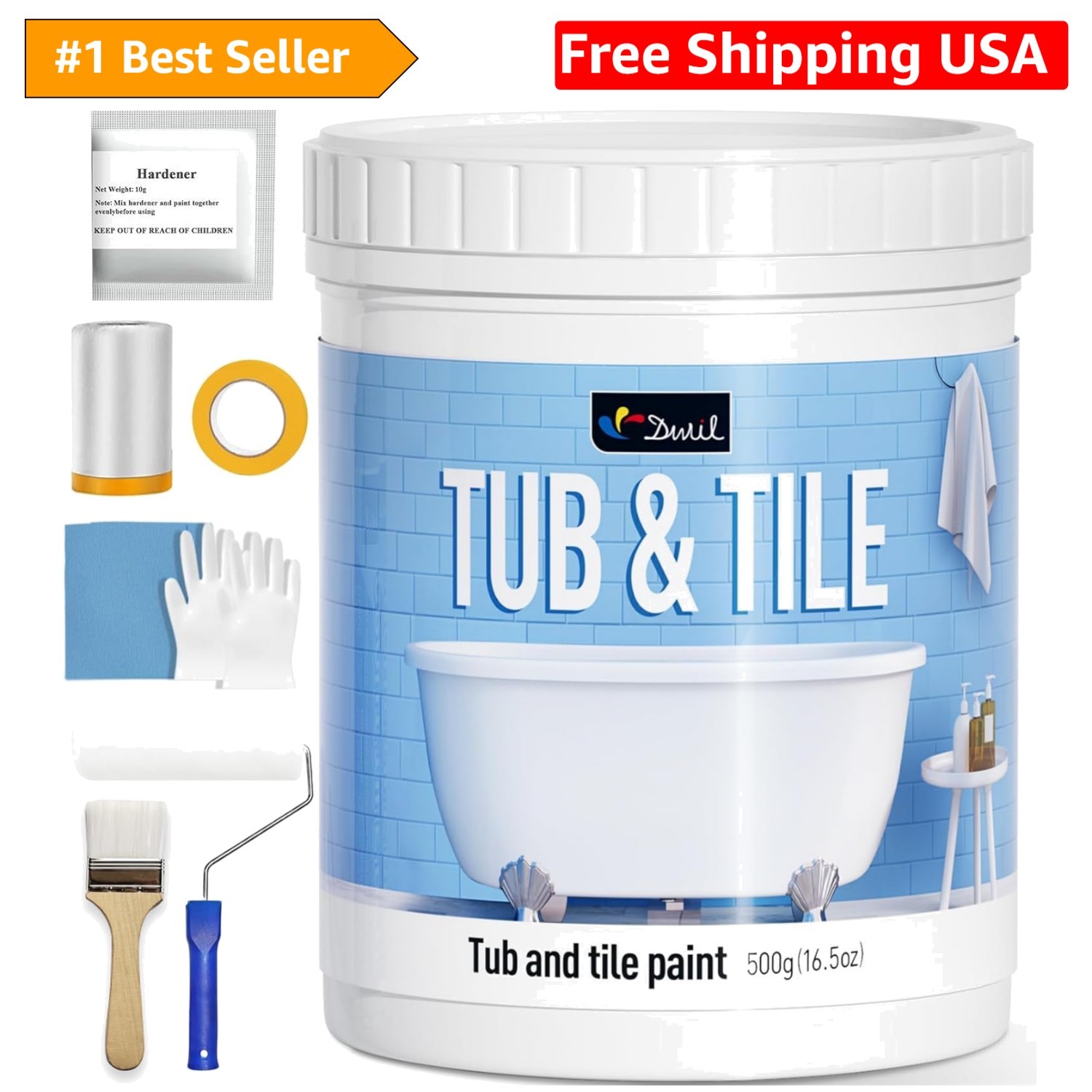 Elegant Semi-Gloss White Tile Paint – 16.5oz Indoor Use, Fast Dry, Family Safe