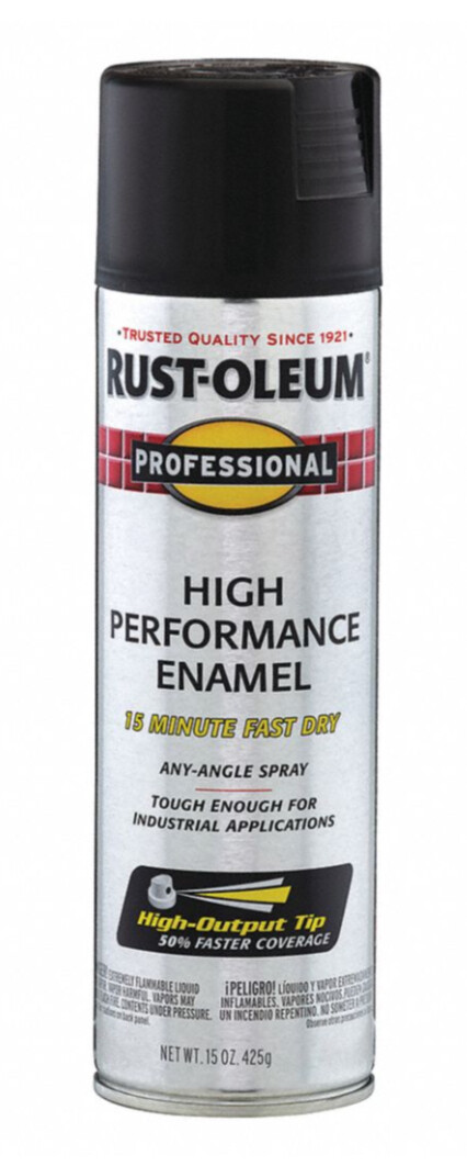 Rust-Oleum Professional High Performance Enamel Spray Paint, Flat Black, 15 Oz.