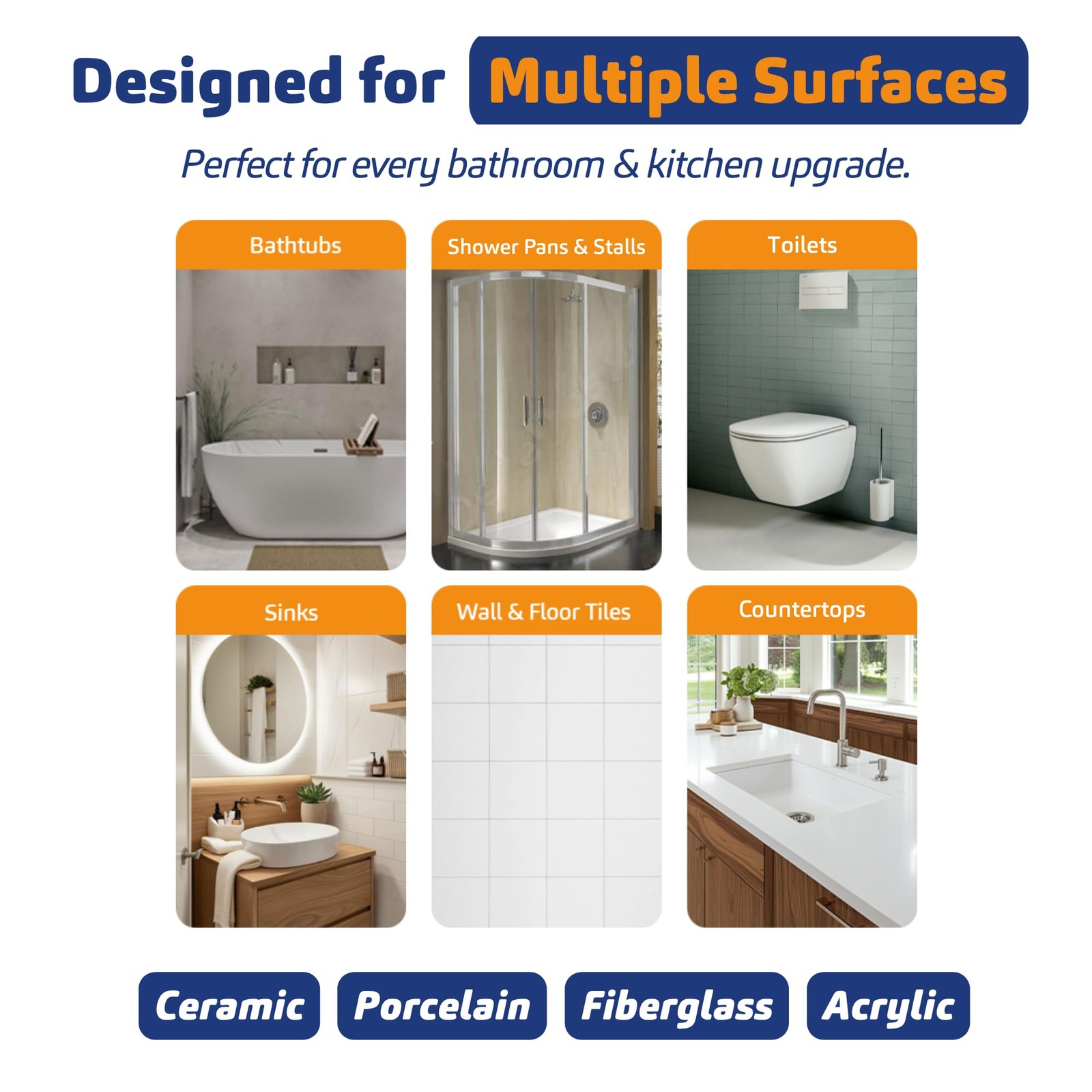 Bathtub & Tile Spray Paint, Multi-Surface Coating for Bathroom & Kitchen, Hig…
