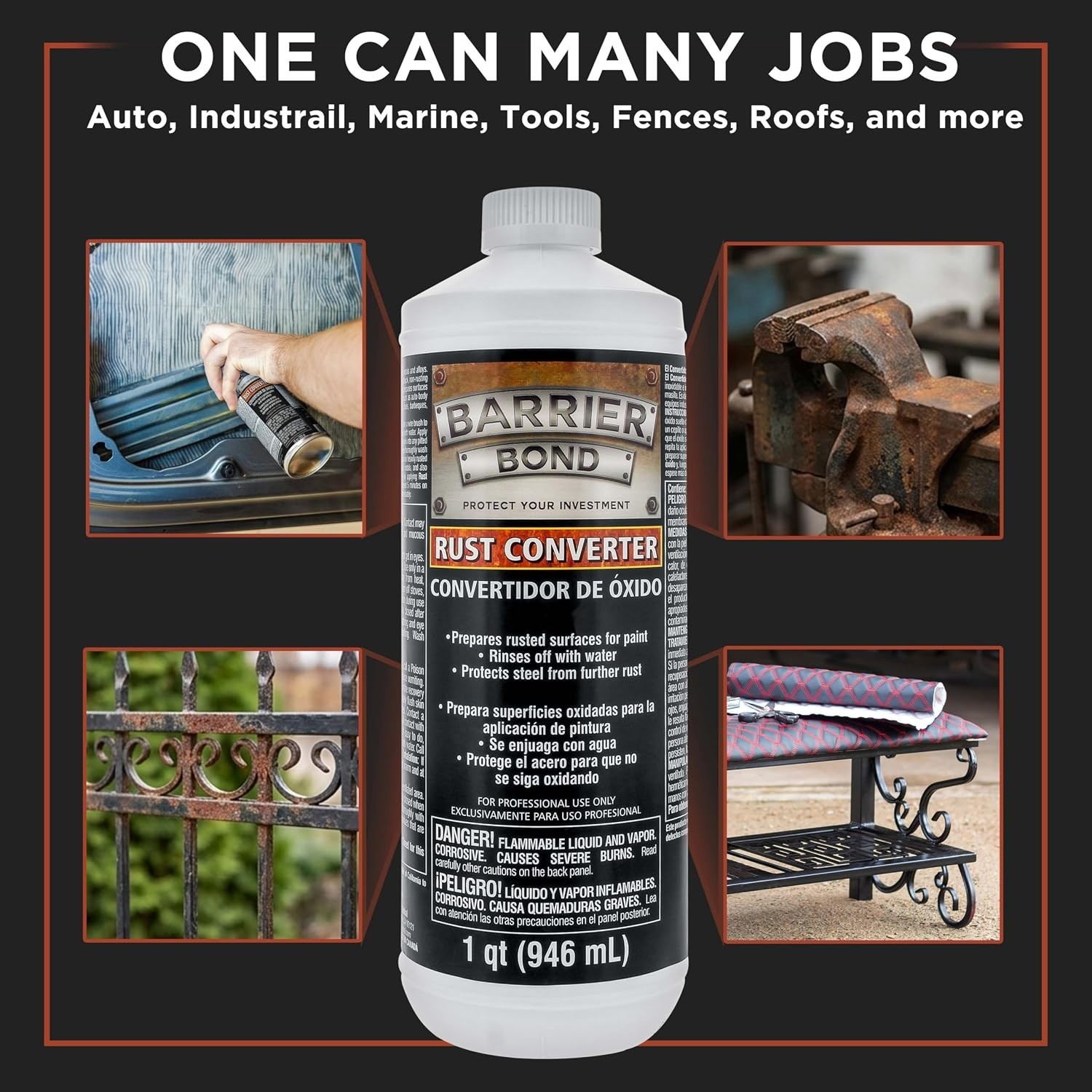 Transform Rust with Barrier Bond: 1-Quart Metal Primer & Rust Converter Solution