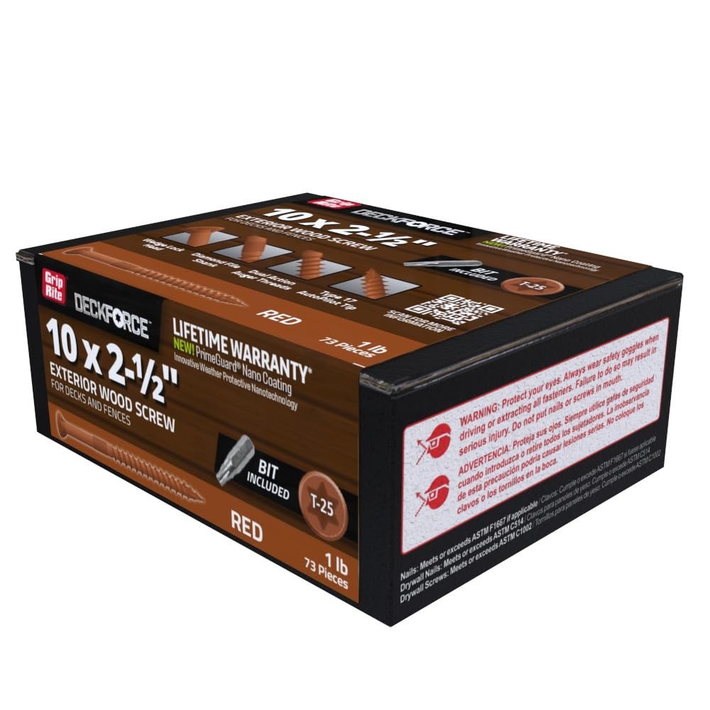 DeckForce Exterior Wood Screws for Decks and Fences – Nano Coated – T-17 Auto…